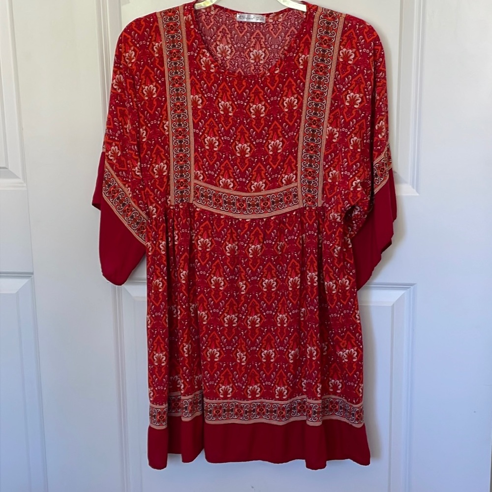 R. Vivimos Red Boho Dress Large